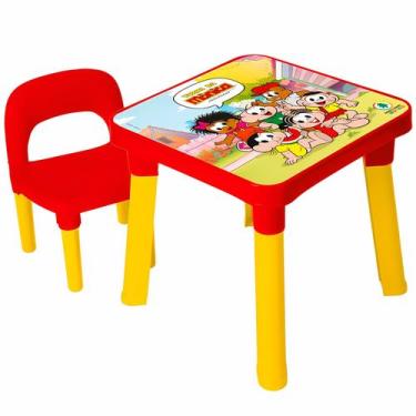 Imagem de Mesa Infantil Colorida Turma Da Mônica Mesinha Com Cadeira Educativa -