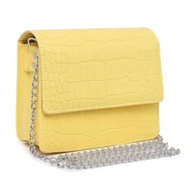 Imagem de Bolsa Croco Feminina com Alça de Corrente e Alça de Mão Tendência para