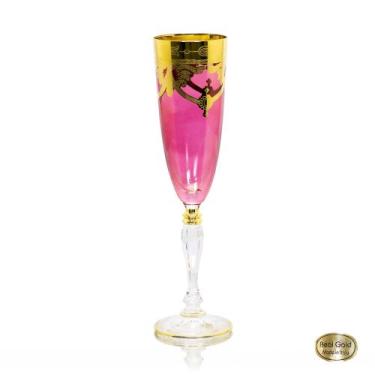 Imagem de Taça Champagne Classica Cristal Italiano Rosa Guirlandas - LUXdécor
