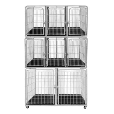 Imagem de Canil Gaiola Modular 8 Lugares Pet Shop Veterinária - Açomix, Branco