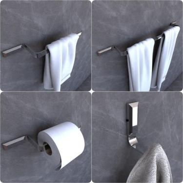 Imagem de Kit Acessórios Para Banheiro Cromado Empire 4 peças - CromoShop