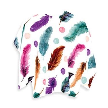 Imagem de Capa Barbeiro Penas Coloridas Cetim 156x146cm - PRESENTE-BRINDE