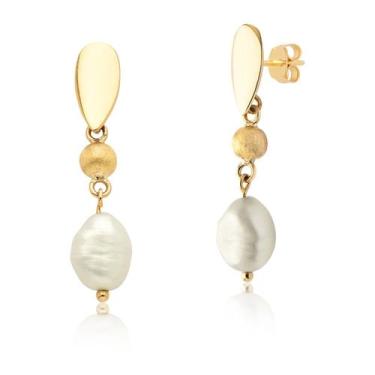 Imagem de Par De Brincos Com Bolinha E Pérolas Ouro 10k Ab125 - MAEHLER JOIAS, D