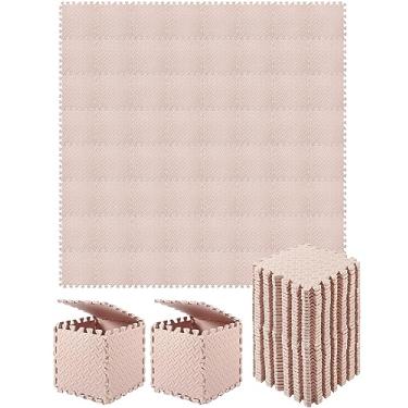 Imagem de Shihanee 64 Pcs Foam Floor Baby Tiles Foam Floor Mats Play Mats Bulk with Borders Interlocking for Kids Baby Playroom Nursery Gym (Beige, 64ft)