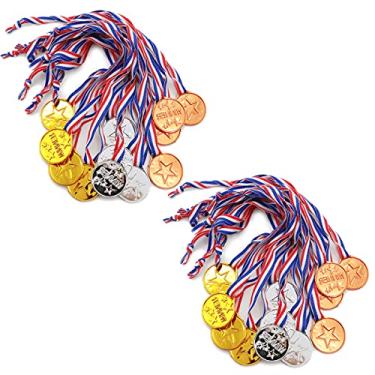 Imagem de KISEER 36 medalhas plásticas douradas, prateadas e bronze, para esportes, competições de jogos, lembrancinhas de festa e decorações