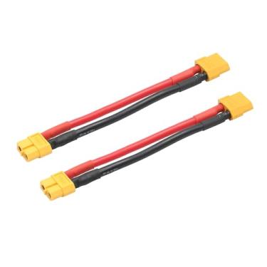 Imagem de Maixbomr Cabo conector de bateria curto XT60 de 4 polegadas, adaptador conector fêmea XT60 para XT60 fêmea com cabo 12AWG para extensão de 2 cabos e carregador lipo RC etc. (2 peças)