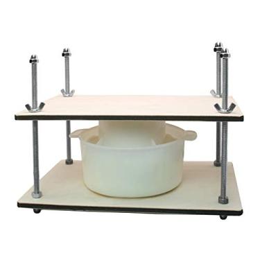 Imagem de PetriStor: Kit de prensa de queijo de madeira com guias de metal + 1 molde para fazer queijos 1,2 L, pressão até 22,7 kg