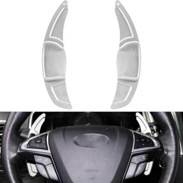 Imagem de Capa de extensão de câmbio de volante de alumínio esportivo acabamento interior acessórios para Ford Fusion Mondeo, para Edge 2015-2018, para Taurus, Lincoln MKC, MKS, MKZ, MKX, Continental (prata)