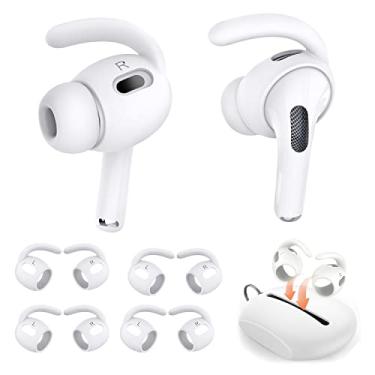 Imagem de Mijusun 4 pares de ganchos de ouvido de substituição para AirPods Pro 2 com bolsa de armazenamento de silicone, capa de fone de ouvido para AirPods Pro2 acessório de pontas de orelha brancas