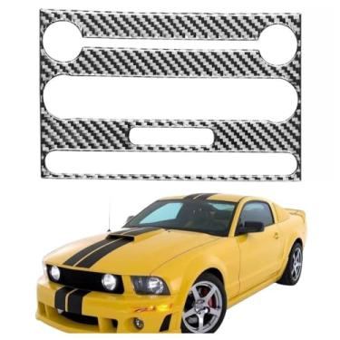 Imagem de IKUESM Compatível com Ford Mustang GT 2005-2009 S197 Acessórios Interior de fibra de carbono Console central do carro Adesivo do painel de CD Decalque da tampa da moldura(Style A(black))