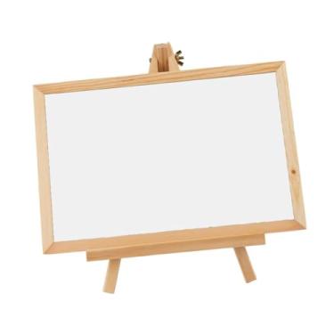 Imagem de Gralara Placa de quadro negro de madeira com cavalete suporte multiuso para exibir mensagens quadro 27x16,8cm quadro de menu de mesa, Branco