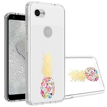 Imagem de Capa para Google Pixel 3a, capa traseira rígida de plástico transparente Topnow com capa protetora de TPU para Google Pixel 3a - abacaxi colorido