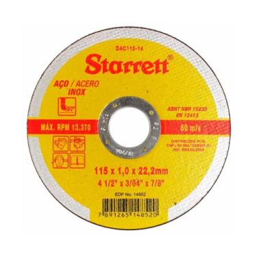 Imagem de Disco Abrasivo Corte Starrett 115X1,0X22,22MM