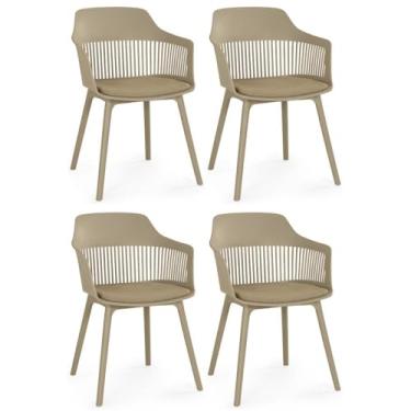 Imagem de Kit 4 Cadeiras de Jantar Estofada Marcela (Nude Escuro)