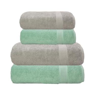 Imagem de Altihaus Kit Jogo Toalhas Banho e Rosto, 4 Peças, 100% Algodão Premium, 500 g/m² - ALTIHAUS, Ícone - Camesa, Alta Absorção (Bege/Piscina)