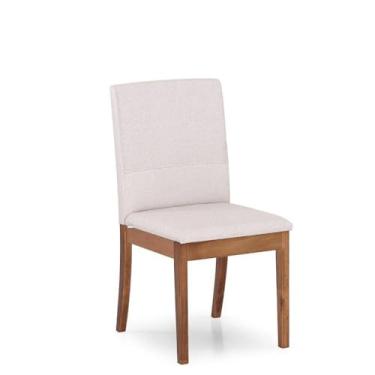 Imagem de Cadeira de Jantar Herval Peace Madeira Maciça, Linho Cru e Amêndoa