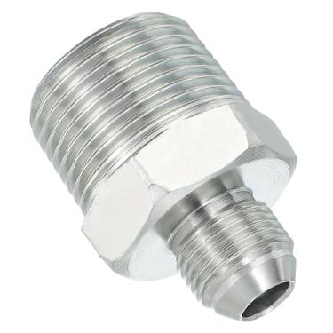 Imagem de PATIKIL Conector adaptador de tubo 3/10.2 cm macho 37 ° Flare JIC x 2.5 cm macho R encaixe de tubo restritor de alimentação de óleo conector hidráulico para sistema de tubulações de água a vapor de