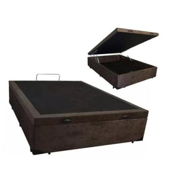 Imagem de Cama Box Com Baú Casal Blindado Suede, Diversas Cores  - Real Comfort 