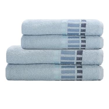 Imagem de Jogo de Toalhas Bossa Camesa, 4 Peças, 2 Toalhas de Banho 62x130cm e 2 Toalhas de Rosto 45x70cm (Azul)