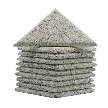 Imagem de Placa Acústica Antichama Isolante Térmico Redutor Ruído Painel Estúdio Proteção Reforço Decoração Ambientes Comerciais Residenciais Tratamento Sonoro Absorção Impacto (Branco, 10 Triangulos)