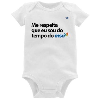 Imagem de Body Bebê Me respeita que eu sou da época do msn - Foca na Moda, Branc