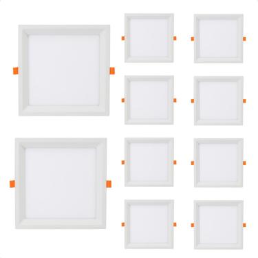 Imagem de Kit 10 Painel de Led Quadrado Embutir Recuado 6W Bivolt Taschibra 3000K Quente