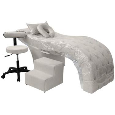 Imagem de Kit Maca Estética Charme para Cílios + Mocho + Escada + Capa Veludo Co