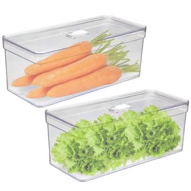 Imagem de Organizador de Geladeira Armario Cozinha 6,8L Acrilico Para Frutas Legumes e Vegetais (Kit 2, Tela)