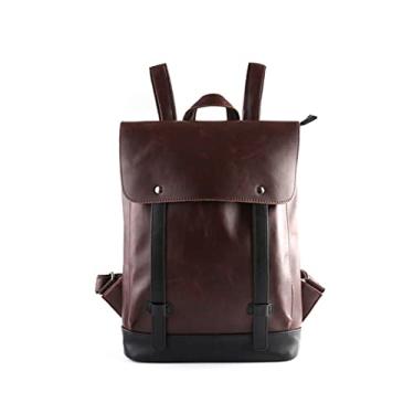Imagem de Mochila masculina retrô de luxo mochila de couro para escola masculina bolsas de ombro