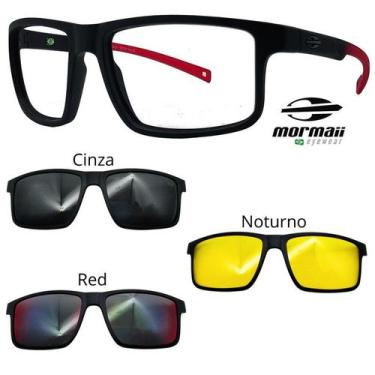 Imagem de Oculos Mormaii Swap 5 6127 A85 Preto Red Com 3 Clipons, Cinza, Red, No