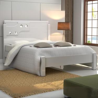 Imagem de Cama Luiza em MDF de Casal p/Colchões 1,88cm com Estrado Resistente e Moderno - Branco