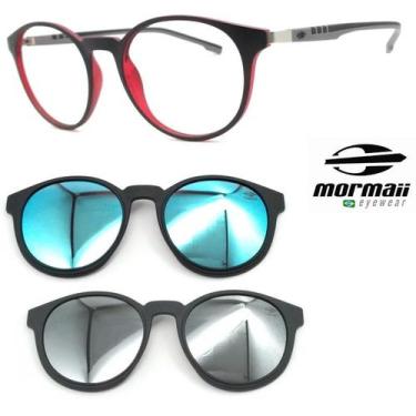 Imagem de Armação Redonda Mormaii Swap 2 6071 Aft Com 2 Clipon Escolha, Azul, Pr