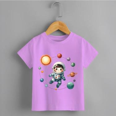 Imagem de Camiseta Infantil Menino Blusa Astronauta e Planetas 100% Algodão - No
