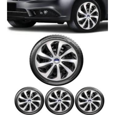 Imagem de Kit 4 Calota Esportiva Velox Preto/Prata Aro 13 For Ka 2000 2002 2003 2004 2005 2006 2007 2008 2009 2010 2011 2012 Novo Ka Hatch Sedan Fiesta Hatch Sedan Focus Hatch Sedan