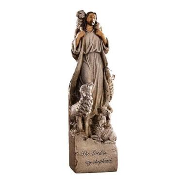 Imagem de Christian Brands Figuras da coleção Faith Estatueta em caixa de presente com inscrição de oração, 30 cm, pastor com ovelha