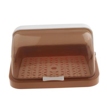 Imagem de IEUDNS Rack de armazenamento de copo de mesa, suporte de copo à prova de poeira com tampa, escorredor de prato, organizador de armazenamento para pauzinhos, Cáqui