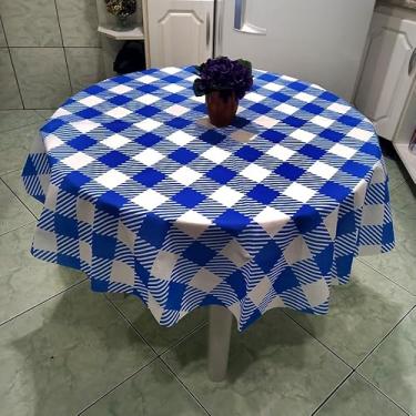 Imagem de Toalha Mesa de TNT Estampada Redonda 1,35 Diâmetro-1 Uni Xadrezao Azul e Branco