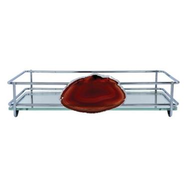 Imagem de Bandeja hara fence ágata cromada 10x20 cm, Âmbar