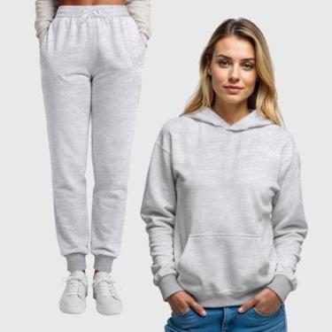 Imagem de Conjunto Moletom Canguru e Calça Feminina Lisa Benellys-Feminino