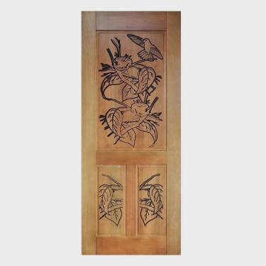 Imagem de Folha de Porta Madeira Maciça Entalhada Ninho 80x210x3,5cm Cedro Rosa