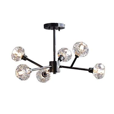 Imagem de Moderno 6 luzes cristal Sputnik candeeiro suspenso vintage preto latão industrial durante a luz irregular vidro Plafon LED teto para cozinha lava-loiça bar cobre preto 58 * 40 cm