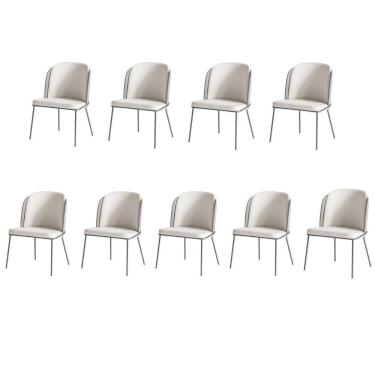 Imagem de Kit 9 Cadeiras Tay Para Sala De Jantar E Espaço Gourmet-costas Linho 60-frente Linho 22