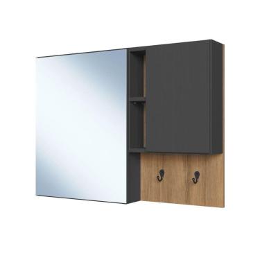 Imagem de Armario Para Banheiro Com Espelho 02 Portas 80cm Mel Grafite Proddy Mel Grafite