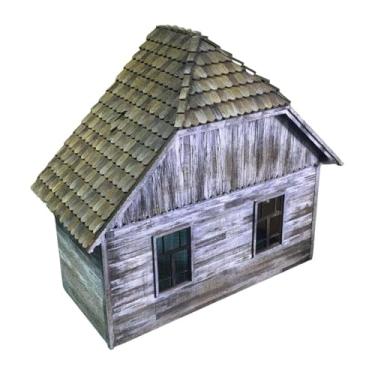 Imagem de YIJU Modelo de construção de casas Modelo de arquitetura 1:35 escala não pintada de presente ideal de madeira diy para micro layout de paisagem