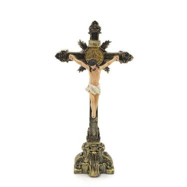 Imagem de Crucifixo Pedestal Importado Resina 20 Cm