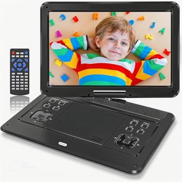 Imagem de HOPYOP Leitor De Dvd Portátil De 16,9" Com Tela Hd Grande De 14,1", Bateria Recarregável De 5 A 6 Horas, Suporta Vários Formatos De Disco, Cartão Sd, Usb, Sincroniza Tv, Alto-Falante Duplo De Alto V