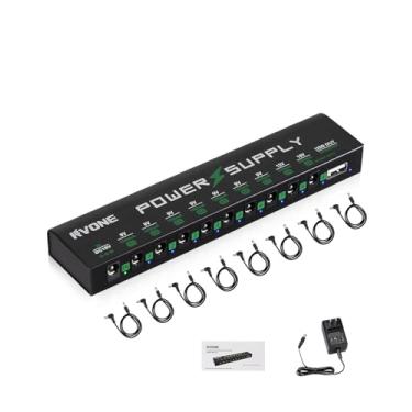 Imagem de RVONE Fonte De Alimentação Para Pedal De Guitarra, 10 Saídas Cc Isoladas Para Pedal De Efeito De 9 V/12 V/18 V, Proteção De Circuito, Redução De Ruído, Fonte De Alimentação Usb Para Pedalboard De 10
