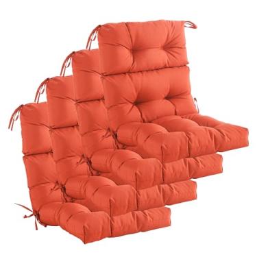 Imagem de YOOZEKU Conjunto de 4 almofadas de cadeira de encosto alto para ambientes internos e externos, à prova d'água, para todos os climas, Adirondack, almofada de cadeira de balanço para móveis de exterior