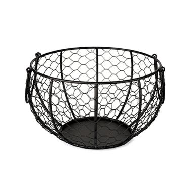 Imagem de Cesta de frutas para cozinha, recipiente de armazenamento de ovos, cesta de armazenamento de frutas e vegetais, tigela de frutas doméstica, tigela de frutas para cozinha, sala de estar (cor: preto)