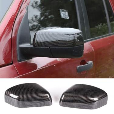Imagem de Capa de espelho retrovisor de carro ABS, compatível com Forland Rove-r Freelander 2 LR2 2007-2012, tampas de acabamento de capa de espelho lateral lateral, acessórios de decoração (padrão de fibra de